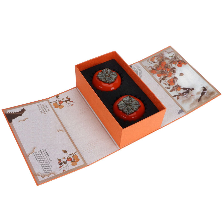 2pcs Tea Storage Pot Ceramics Persimmon Coffee Nut Sealed Containers Kitchen Decoration