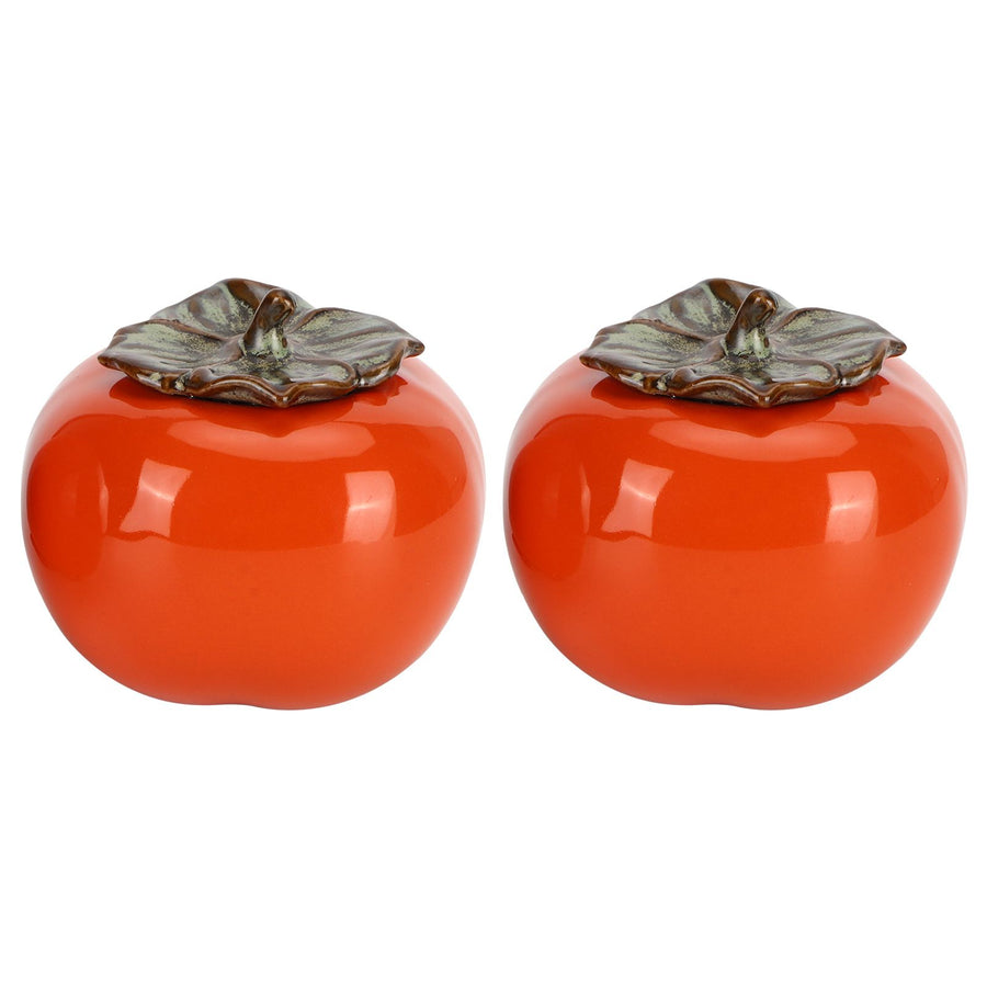 2pcs Tea Storage Pot Ceramics Persimmon Coffee Nut Sealed Containers Kitchen Decoration