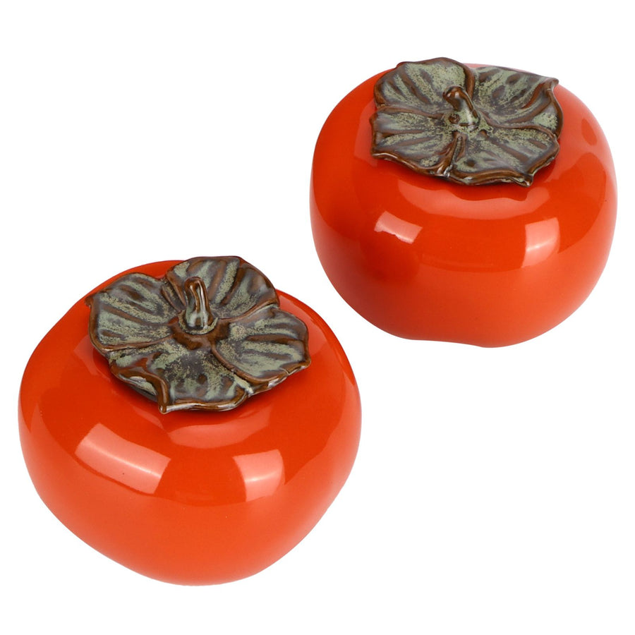 2pcs Tea Storage Pot Ceramics Persimmon Coffee Nut Sealed Containers Kitchen Decoration