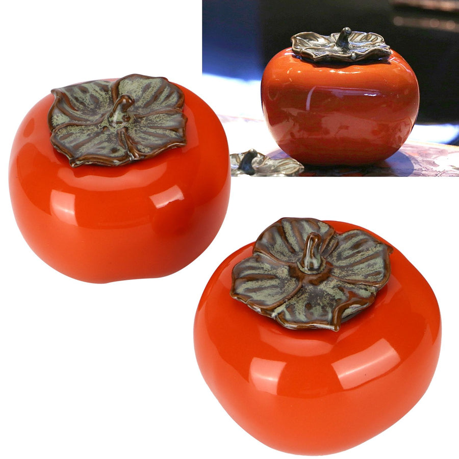2pcs Tea Storage Pot Ceramics Persimmon Coffee Nut Sealed Containers Kitchen Decoration