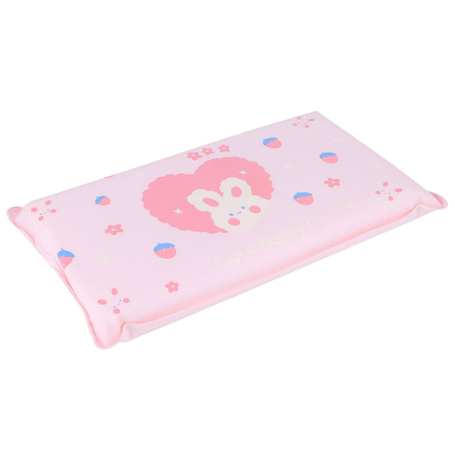 Cooling Pillow Folding Temperature Reduction Ice Crystal Napping Pillow for Children AdultsStrawberry Rabbit Pink Background