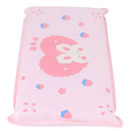 Cooling Pillow Folding Temperature Reduction Ice Crystal Napping Pillow for Children AdultsStrawberry Rabbit Pink Background