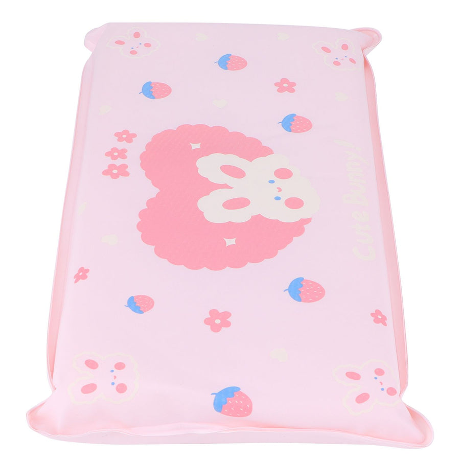 Cooling Pillow Folding Temperature Reduction Ice Crystal Napping Pillow for Children AdultsStrawberry Rabbit Pink Background