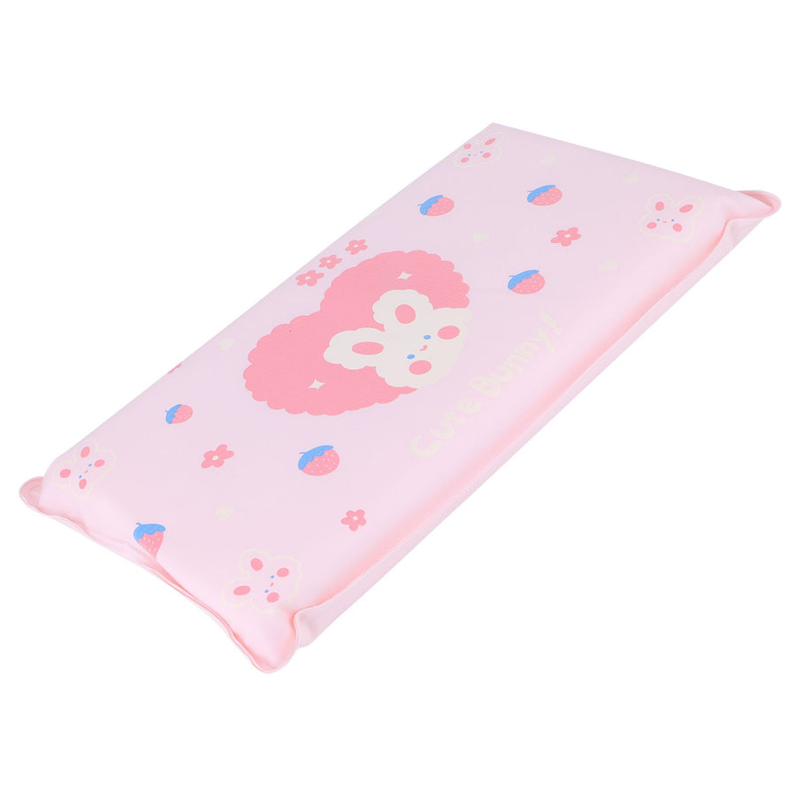Cooling Pillow Folding Temperature Reduction Ice Crystal Napping Pillow for Children AdultsStrawberry Rabbit Pink Background