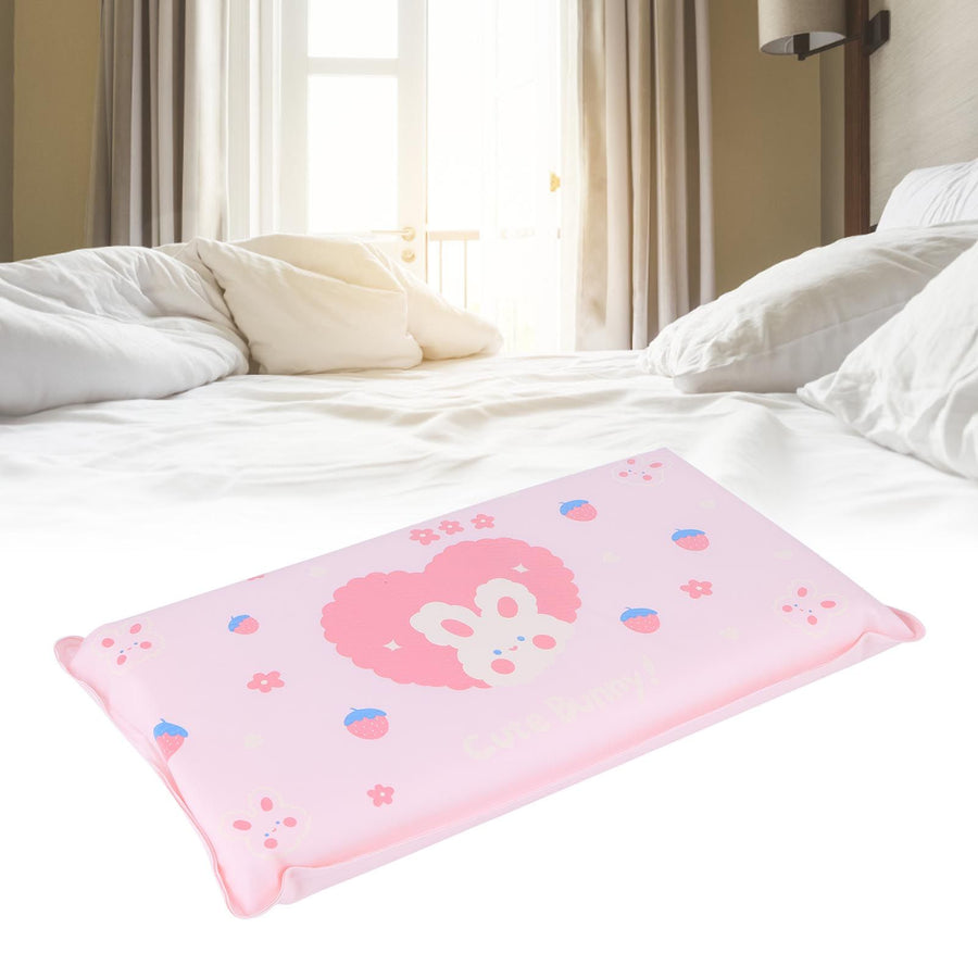 Cooling Pillow Folding Temperature Reduction Ice Crystal Napping Pillow for Children AdultsStrawberry Rabbit Pink Background