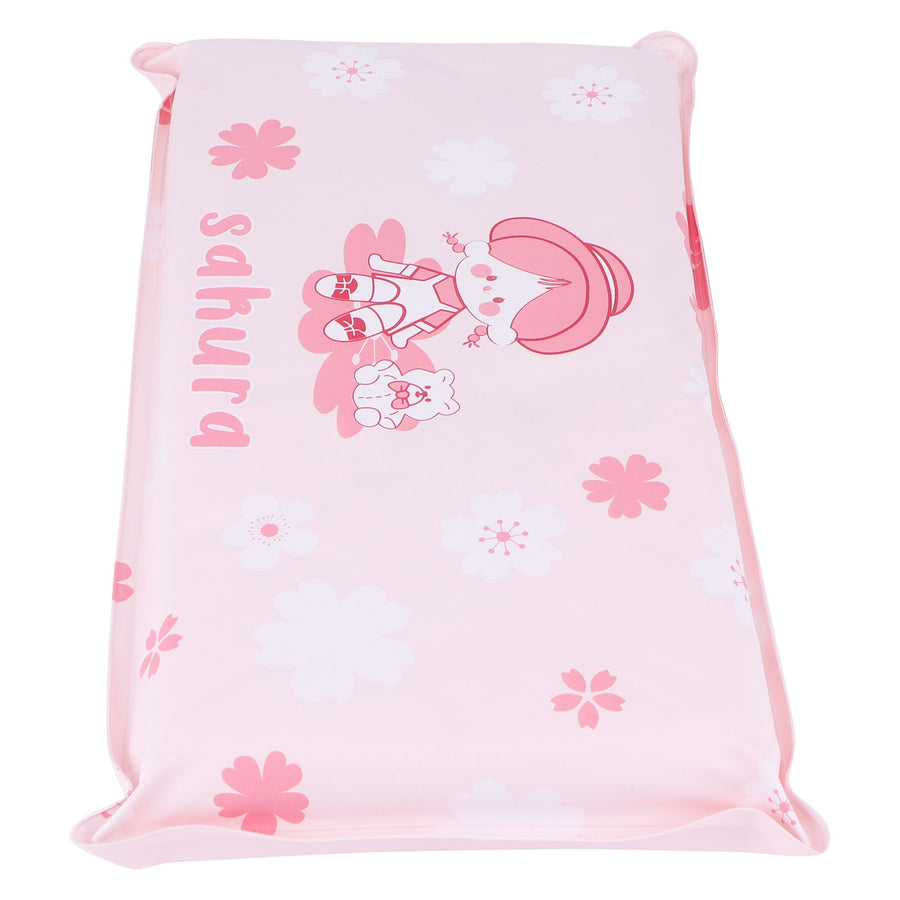 Cooling Pillow Folding Temperature Reduction Ice Crystal Napping Pillow for Children AdultsLittle Girl Pink Background