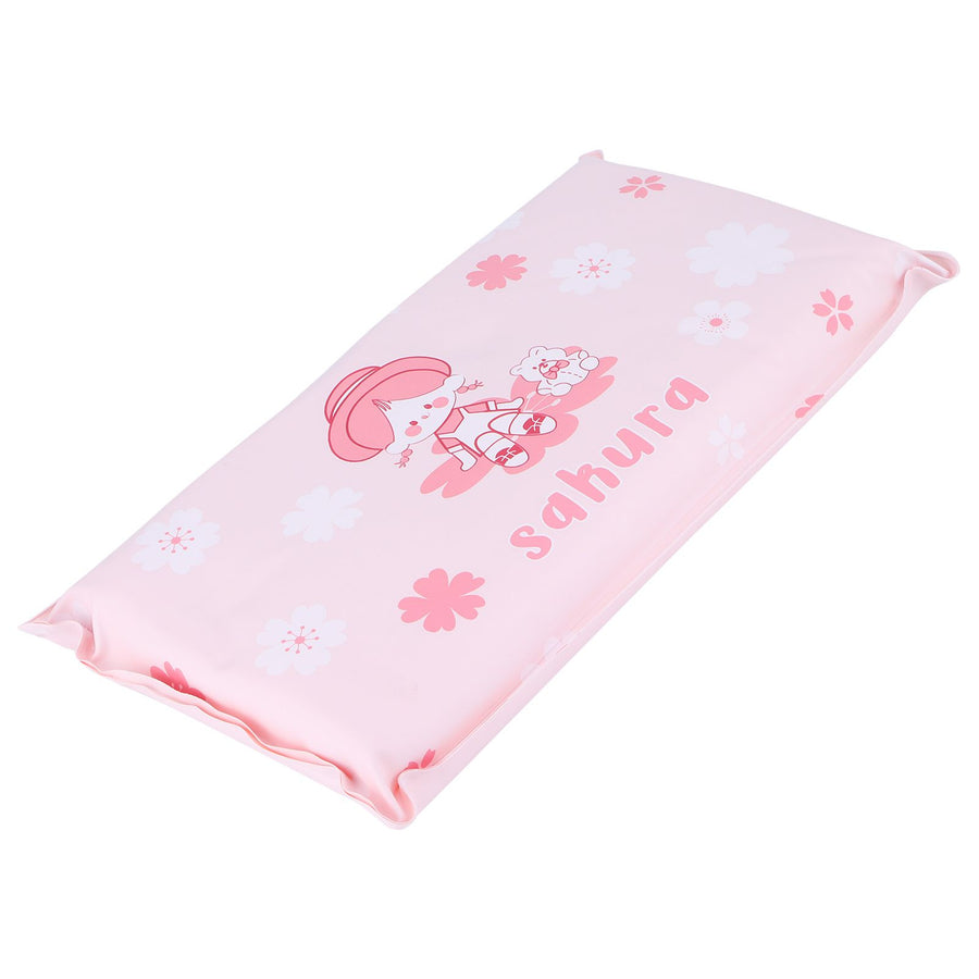 Cooling Pillow Folding Temperature Reduction Ice Crystal Napping Pillow for Children AdultsLittle Girl Pink Background