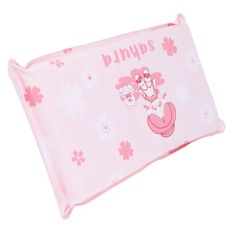 Cooling Pillow Folding Temperature Reduction Ice Crystal Napping Pillow for Children AdultsLittle Girl Pink Background