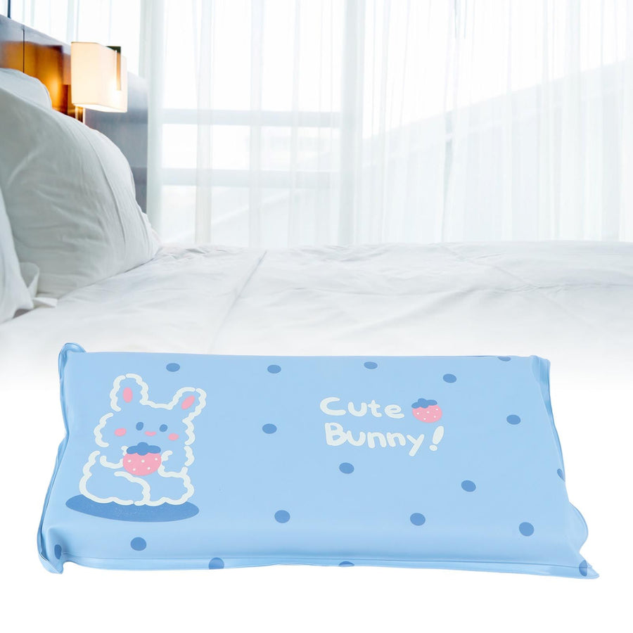 Cooling Pillow Folding Temperature Reduction Ice Crystal Napping Pillow for Children AdultsRabbit Blue Background