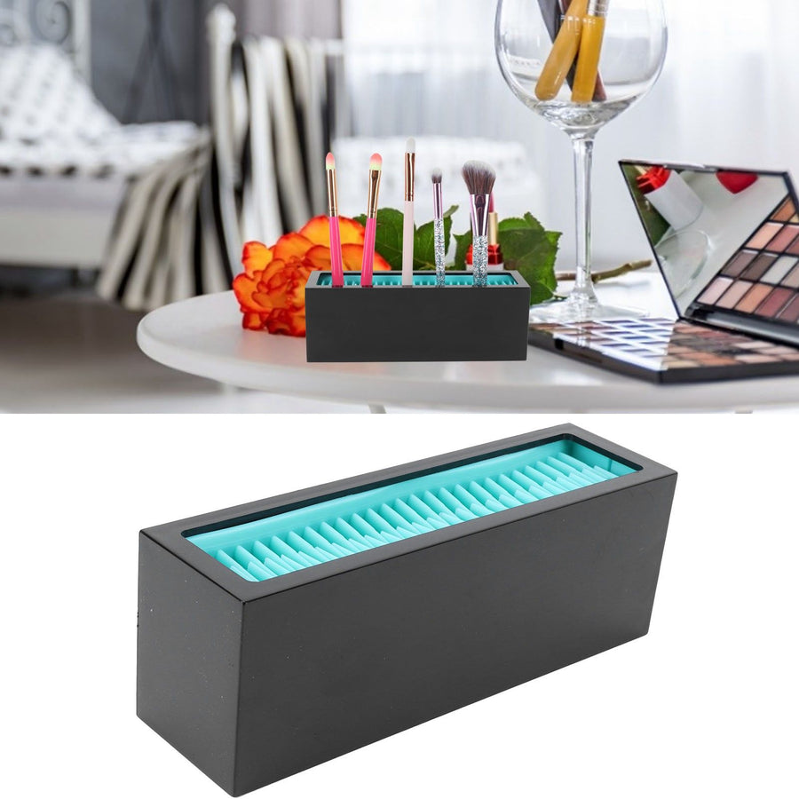Silicone Cosmetic Storage Box Lipstick Makeup Storage Organizer Case Container for Cosmetics(Black Blue )
