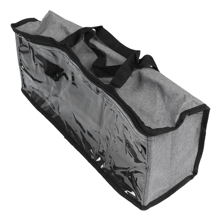 PVC Storage Bag Organizer Dustproof Zippered Tote Bag with Handles Home Travel UseGray