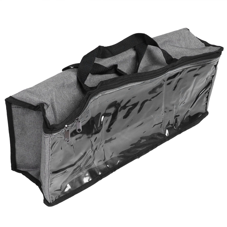 PVC Storage Bag Organizer Dustproof Zippered Tote Bag with Handles Home Travel UseGray