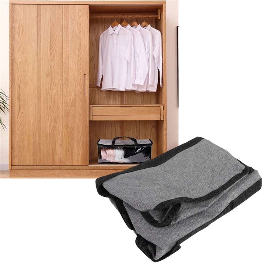 PVC Storage Bag Organizer Dustproof Zippered Tote Bag with Handles Home Travel UseGray