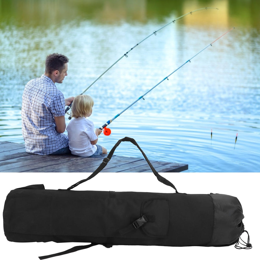 MultiPurpose Fishing Bag Adjustable Folding Fishing Rod Pole Reel Lures Storage Case(Black )