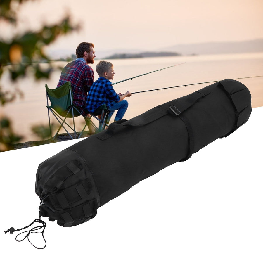 MultiPurpose Fishing Bag Adjustable Folding Fishing Rod Pole Reel Lures Storage Case(Black )