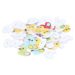 50Pcs DIY Wood Buttons Cute Cartoon Duck Pattern Buttons for DIY Crafts Scrapbooking