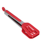 Stainless Steel Silicone Steak Clamp Foldable Barbecue Baking Tongs for BBQ Kitchen 9po rouge