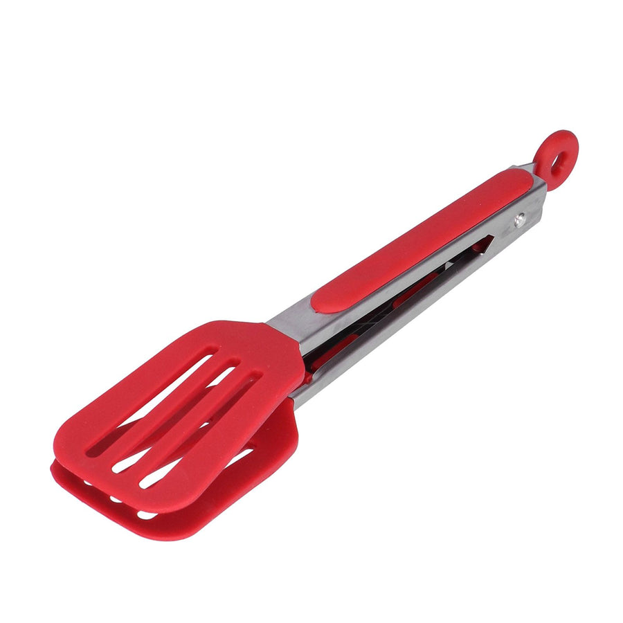 Stainless Steel Silicone Steak Clamp Foldable Barbecue Baking Tongs for BBQ Kitchen 9po rouge