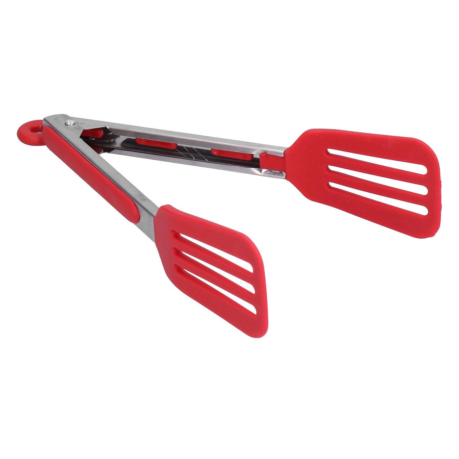 Stainless Steel Silicone Steak Clamp Foldable Barbecue Baking Tongs for BBQ Kitchen 9po rouge