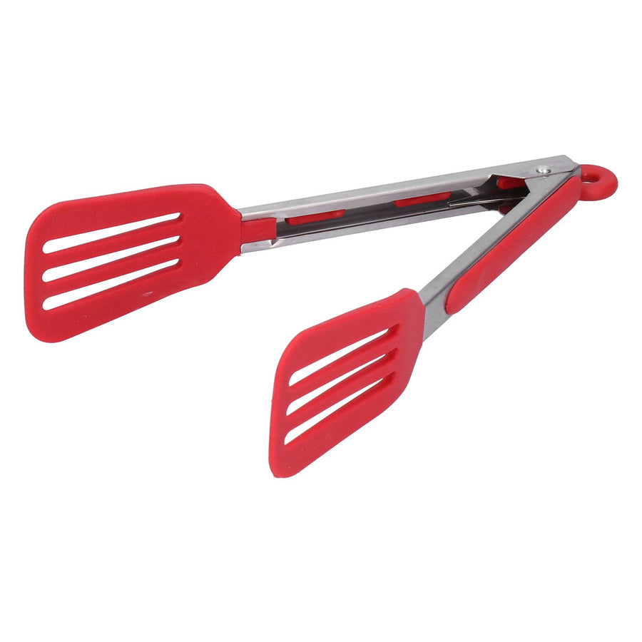 Stainless Steel Silicone Steak Clamp Foldable Barbecue Baking Tongs for BBQ Kitchen 9po rouge