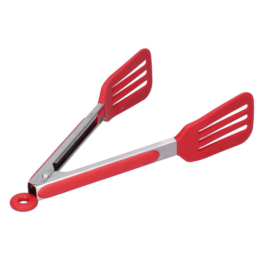 Stainless Steel Silicone Steak Clamp Foldable Barbecue Baking Tongs for BBQ Kitchen 9po rouge