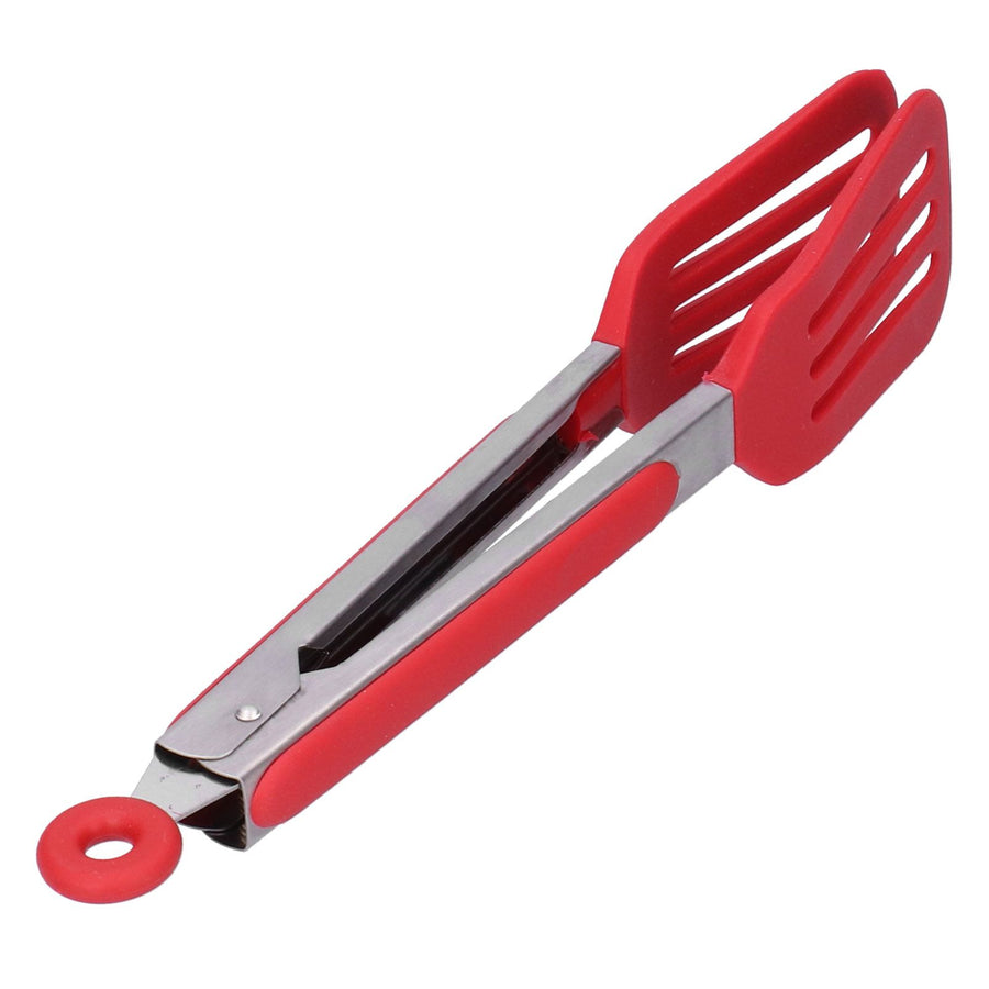 Stainless Steel Silicone Steak Clamp Foldable Barbecue Baking Tongs for BBQ Kitchen 9po rouge
