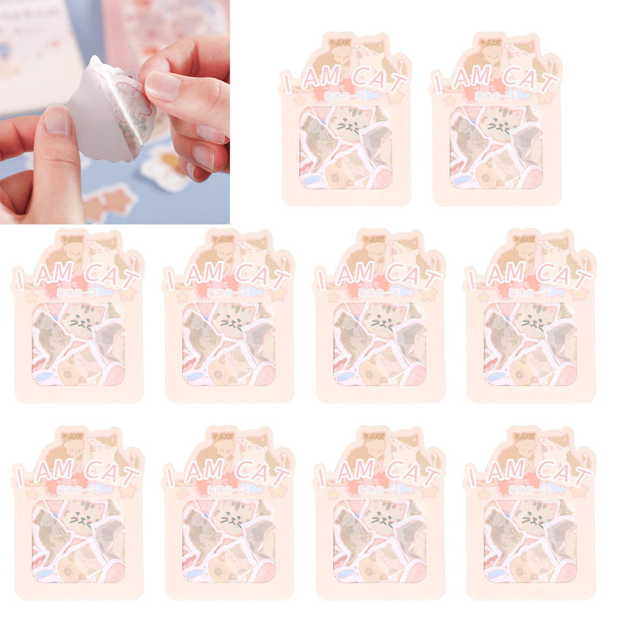 Sticker 10PCS EcoFriendly Paper Material Waterproof Dustproof Easy to Tear Stickers for Laptops Skateboards Suitcases Cars(Cat )
