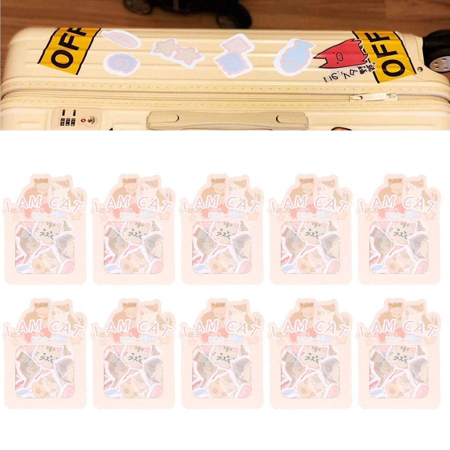 Sticker 10PCS EcoFriendly Paper Material Waterproof Dustproof Easy to Tear Stickers for Laptops Skateboards Suitcases Cars(Cat )
