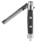 Man's Spring Pocket Oil Hair Comb Folding Automatic Push Button Hair Brush Hairdressing Comb