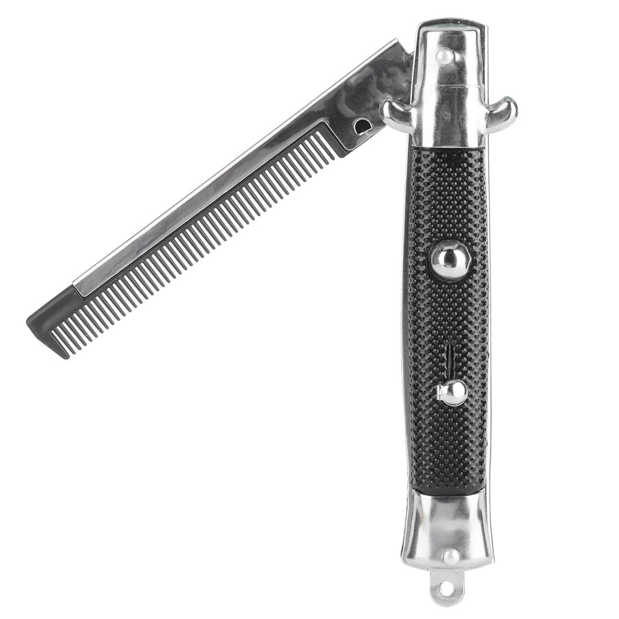 Man's Spring Pocket Oil Hair Comb Folding Automatic Push Button Hair Brush Hairdressing Comb