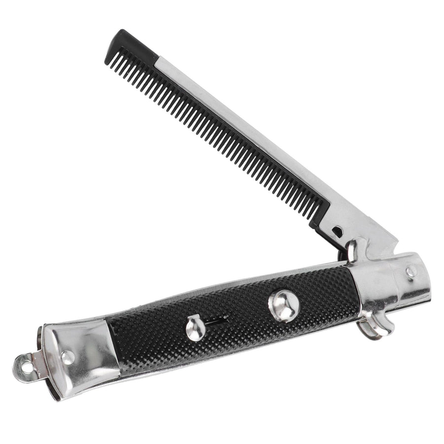 Man's Spring Pocket Oil Hair Comb Folding Automatic Push Button Hair Brush Hairdressing Comb