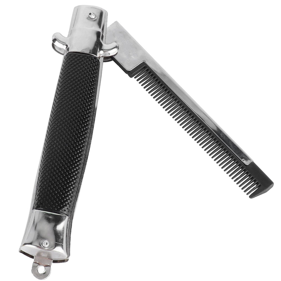 Man's Spring Pocket Oil Hair Comb Folding Automatic Push Button Hair Brush Hairdressing Comb