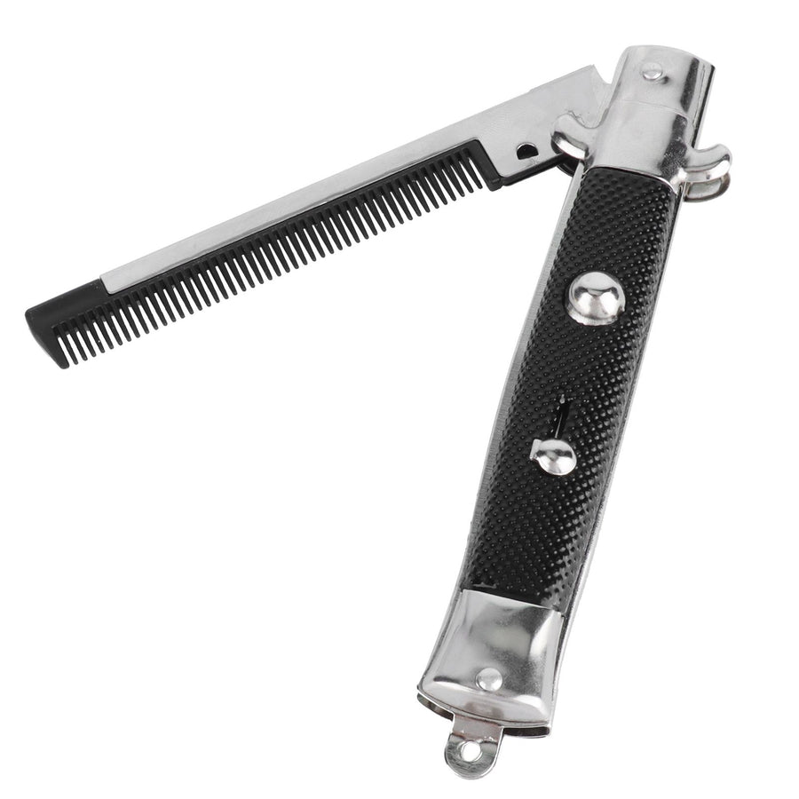 Man's Spring Pocket Oil Hair Comb Folding Automatic Push Button Hair Brush Hairdressing Comb