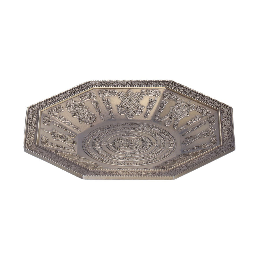 Octagonal Burning Tray Buddhist Scriptures 8 Auspicious Symbols Fire Sacrificial Dish Buddhist SupplyCyan