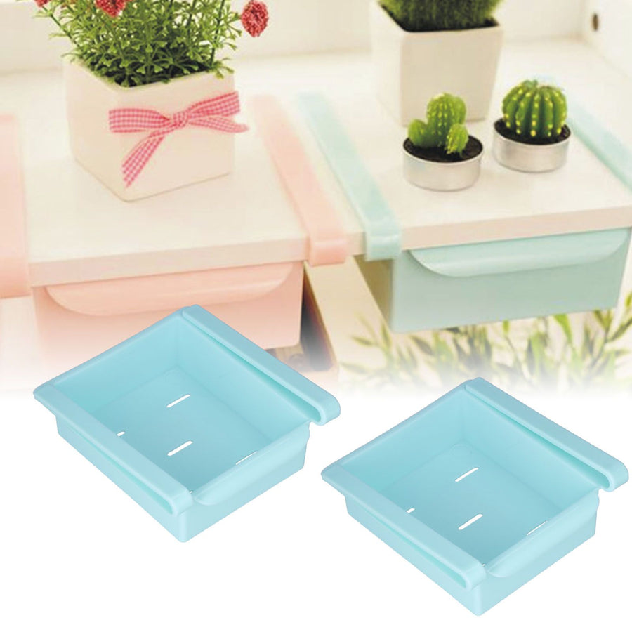 2PCS Refrigerator Organizer 5 Vents Ventilation and Drainage Integrated Handle Refrigerator Storage Rack