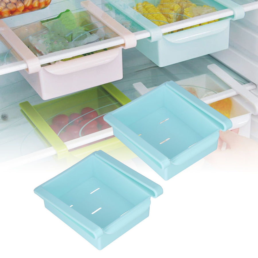 2PCS Refrigerator Organizer 5 Vents Ventilation and Drainage Integrated Handle Refrigerator Storage Rack