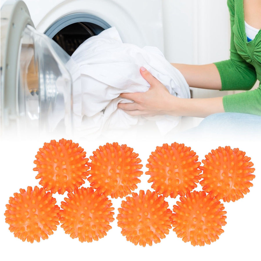 8PCS Laundry Washing Ball Reusable Clothes Drying Washing Ball for Clothes Dryer Orange