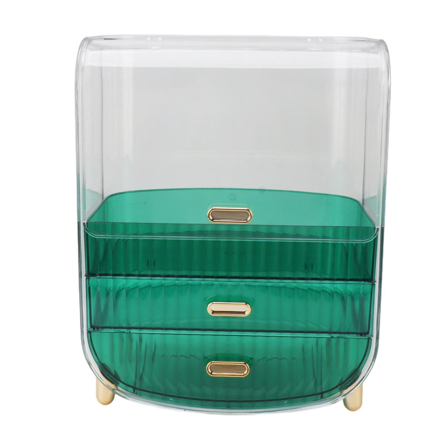 Beauty Organizer Home Dormitory Dresser Storage Case Facial Mask Lipstick Lid Drawers Commodity Shelf Green