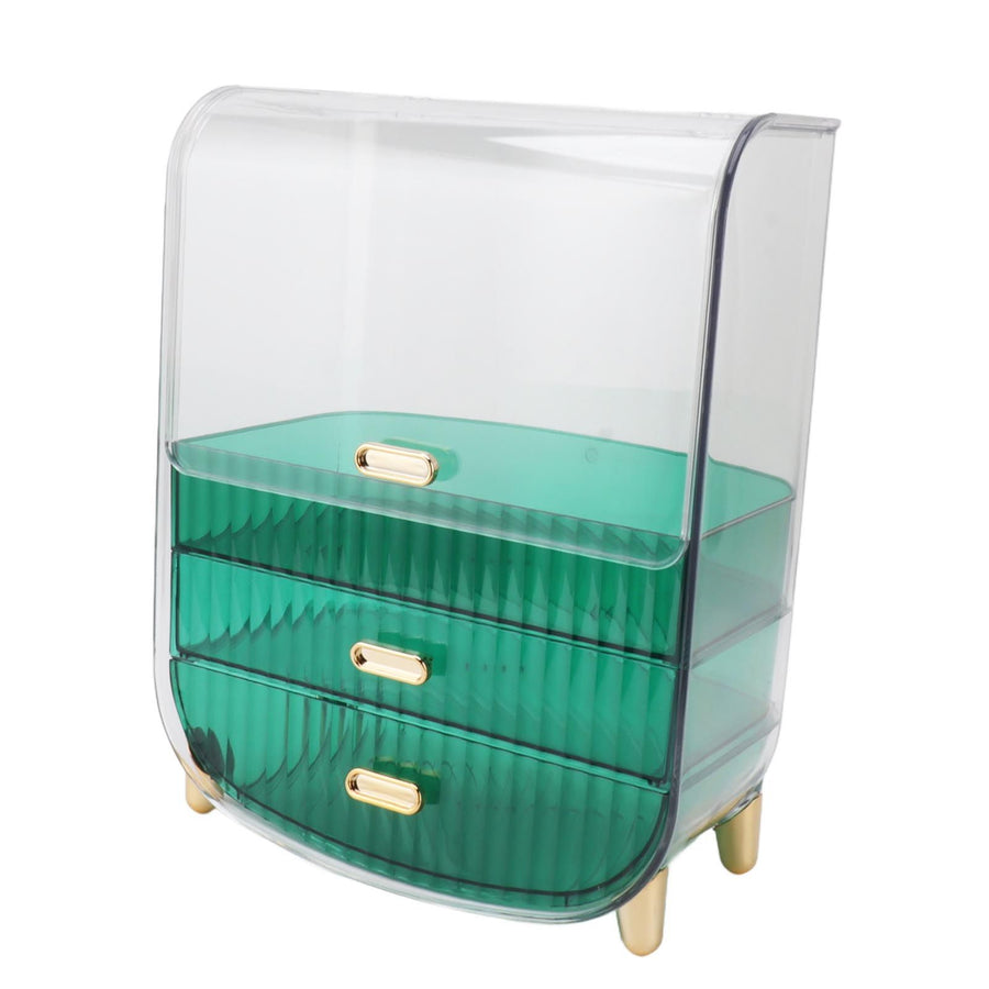 Beauty Organizer Home Dormitory Dresser Storage Case Facial Mask Lipstick Lid Drawers Commodity Shelf Green