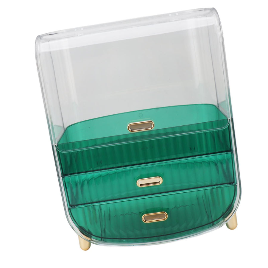 Beauty Organizer Home Dormitory Dresser Storage Case Facial Mask Lipstick Lid Drawers Commodity Shelf Green
