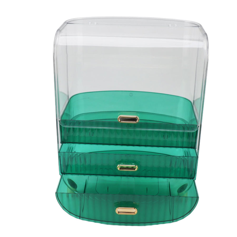 Beauty Organizer Home Dormitory Dresser Storage Case Facial Mask Lipstick Lid Drawers Commodity Shelf Green