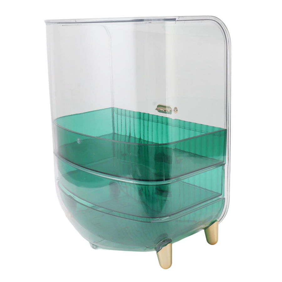 Beauty Organizer Home Dormitory Dresser Storage Case Facial Mask Lipstick Lid Drawers Commodity Shelf Green