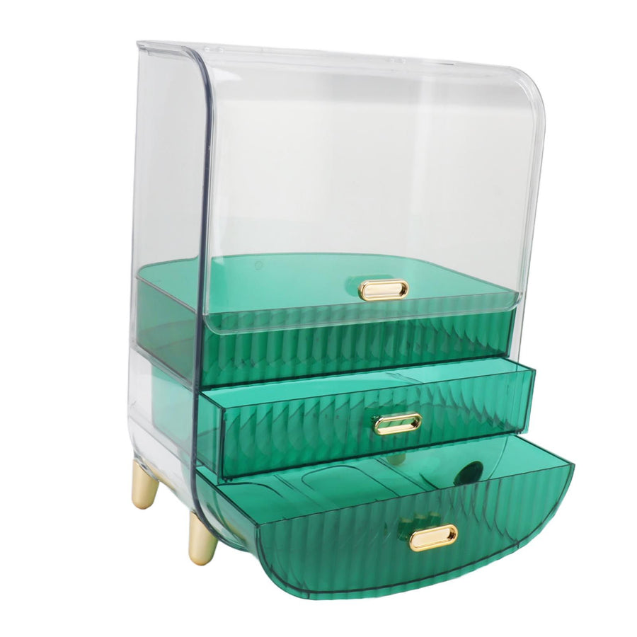 Beauty Organizer Home Dormitory Dresser Storage Case Facial Mask Lipstick Lid Drawers Commodity Shelf Green