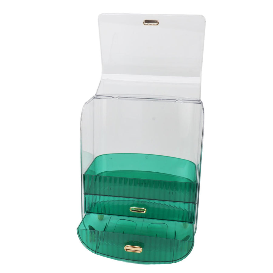 Beauty Organizer Home Dormitory Dresser Storage Case Facial Mask Lipstick Lid Drawers Commodity Shelf Green