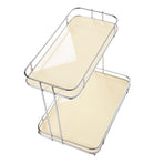 Desktop Storage Rack Iron Acrylic 2 Tier Thickened Multifunctional Countertop Shelf Organizer for Bedroom Kitchen Bathroom Cream White