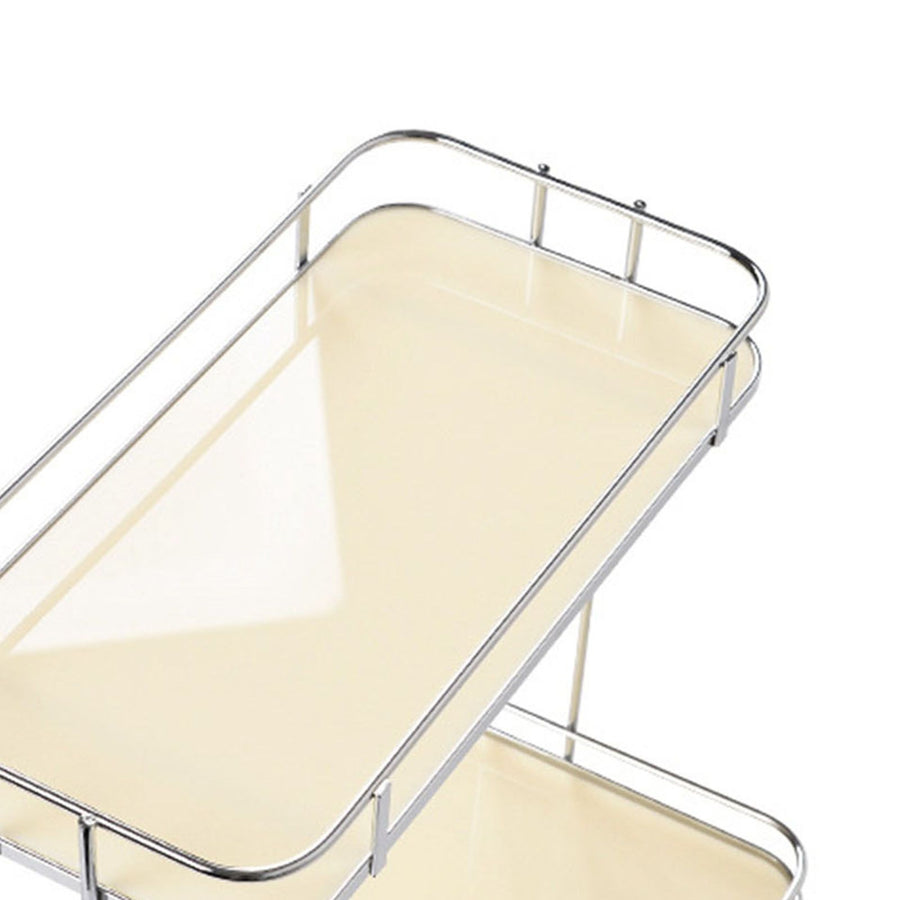 Desktop Storage Rack Iron Acrylic 2 Tier Thickened Multifunctional Countertop Shelf Organizer for Bedroom Kitchen Bathroom Cream White