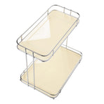 Desktop Storage Rack Iron Acrylic 2 Tier Thickened Multifunctional Countertop Shelf Organizer for Bedroom Kitchen Bathroom Cream White