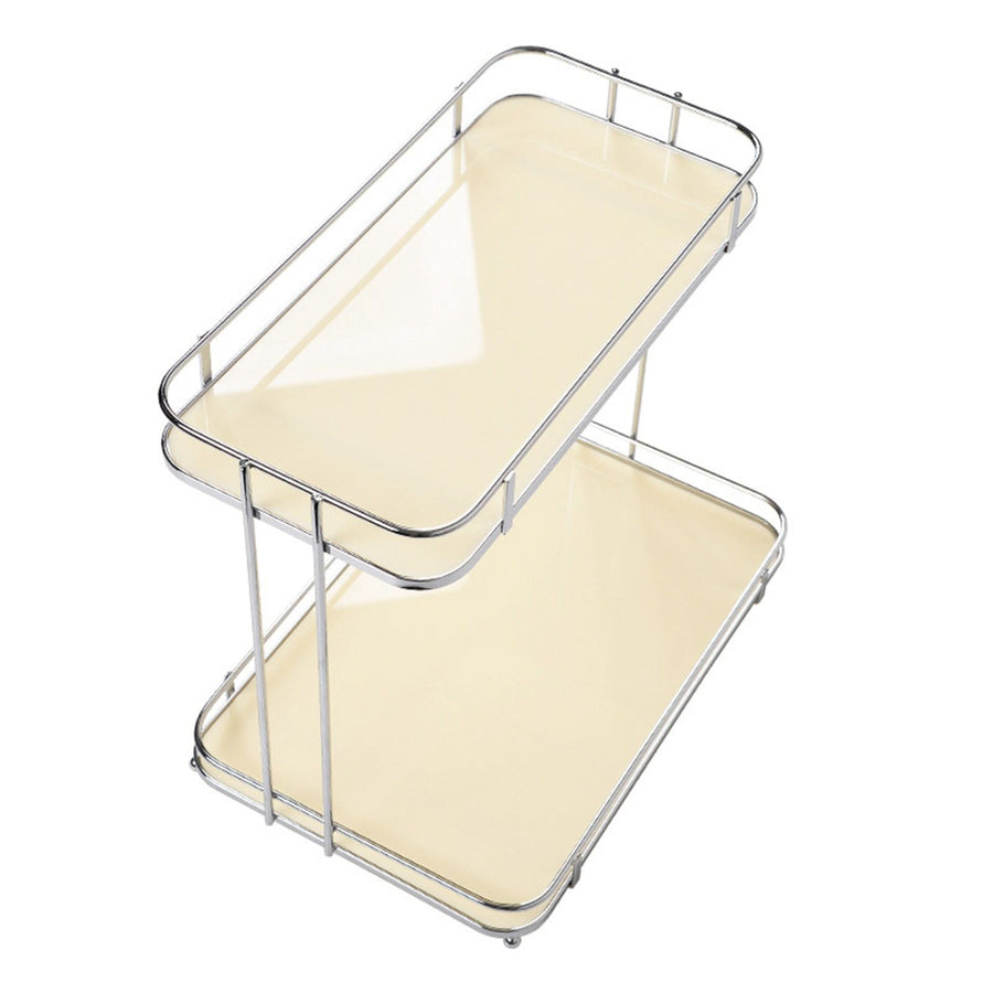 Desktop Storage Rack Iron Acrylic 2 Tier Thickened Multifunctional Countertop Shelf Organizer for Bedroom Kitchen Bathroom Cream White