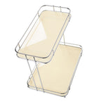 Desktop Storage Rack Iron Acrylic 2 Tier Thickened Multifunctional Countertop Shelf Organizer for Bedroom Kitchen Bathroom Cream White