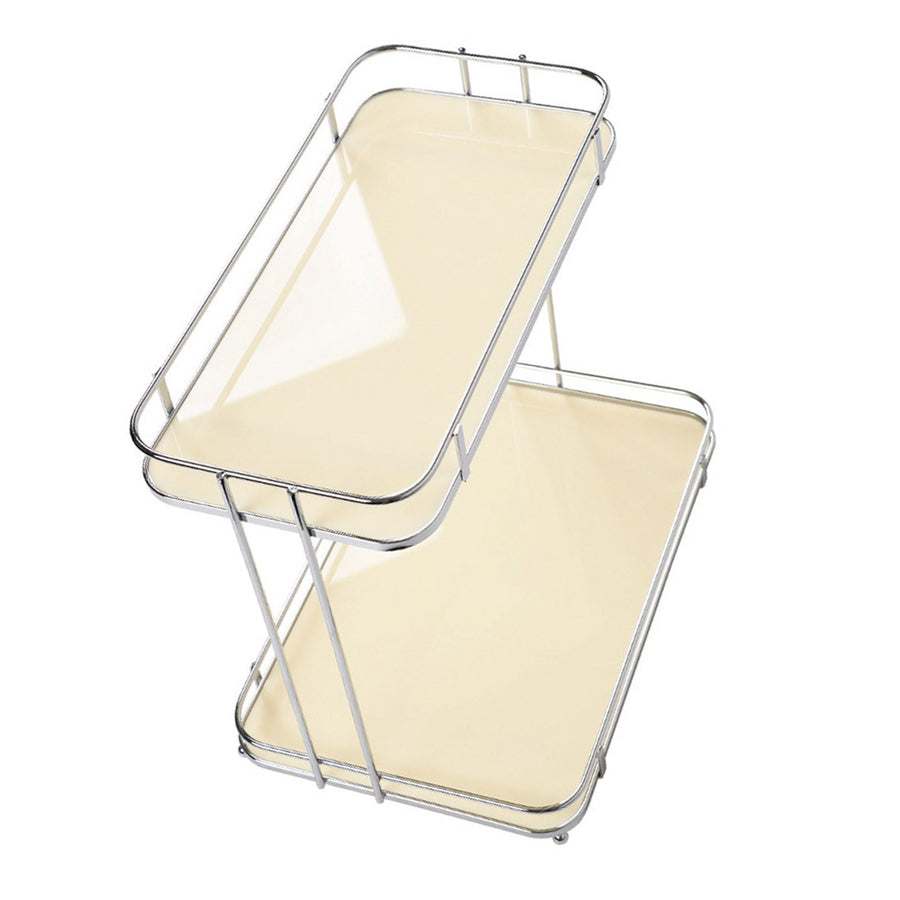 Desktop Storage Rack Iron Acrylic 2 Tier Thickened Multifunctional Countertop Shelf Organizer for Bedroom Kitchen Bathroom Cream White